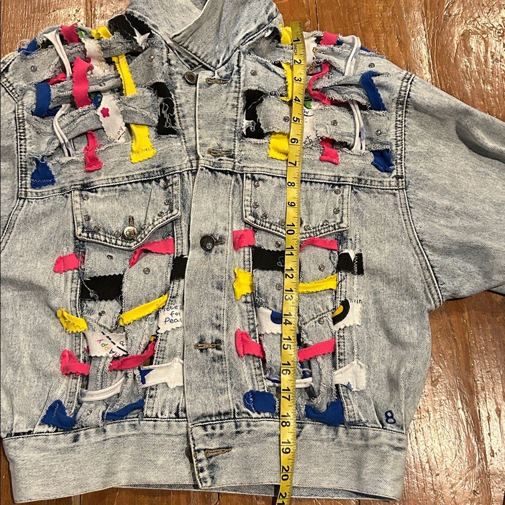 TAMARA MARIE Colorful Denim Jacket with Accents Sz Medium - 1 of a Kind - Picture 12 of 13